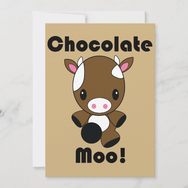 Choklad Moo Kawaii Cow-inbjudan Inbjudningar (Framsida)