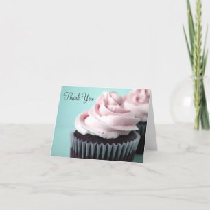 Choklad Muffins Rosa Vanilla Frosting Tack Kort