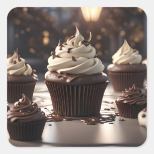 Choklad-Muffinsar Fyrkantigt Klistermärke