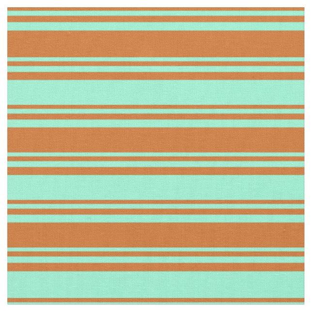 Choklad och akvamarin, stripe Mönster Tyg (Närbild)