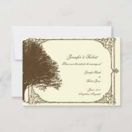 Choklad och Ecru Filigree Bröllop spara datum Datumet