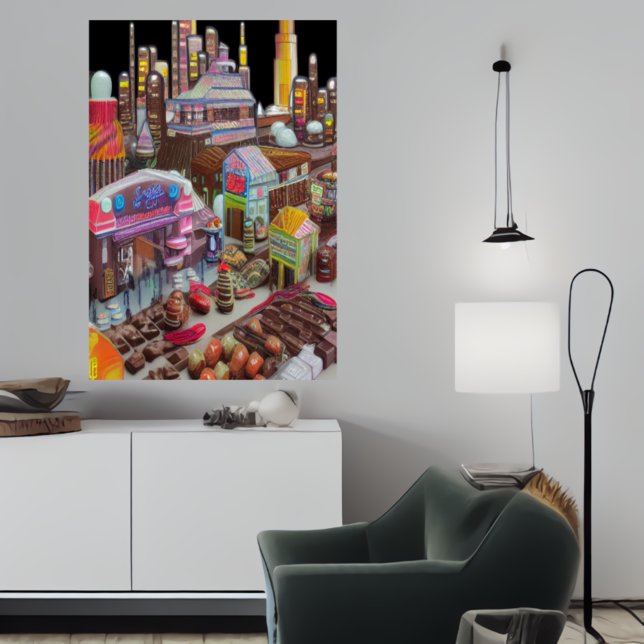 Choklad- och godisstäder | AI Art Poster (Skapare uppladdad)