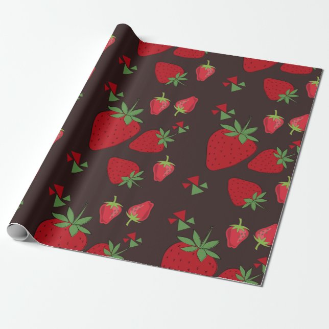 choklad och jordgubbsmönster  presentpapper (Utrullad)