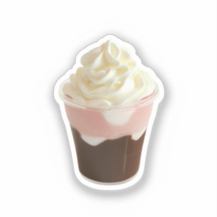 Choklad och jordgubbsslippad Cream Kopp Klistermärken