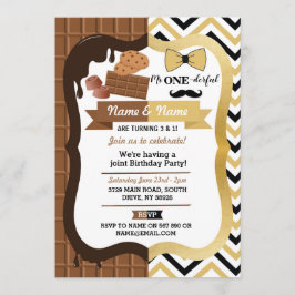 Choklad och Mr One-derful First Birthday Joint Inbjudningar