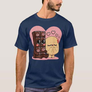 Choklad och pannkakor par älskar söta romc vin t shirt