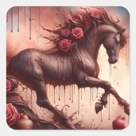 Choklad och Ro Stallion Fyrkantigt Klistermärke