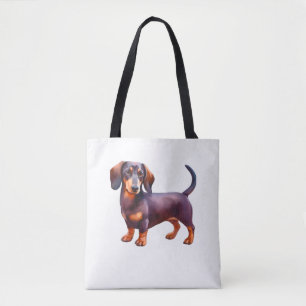Choklad och Tan Cream Dachshund Painting - Wein Tygkasse