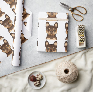 Choklad Och Tan Fransk Bulldog Söt Hund Mönster Presentpapper