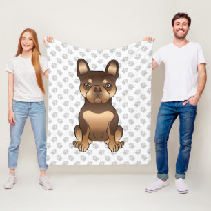 Choklad Och Tan Fransk Bulldog Söt Hund & Tassar Fleecefilt