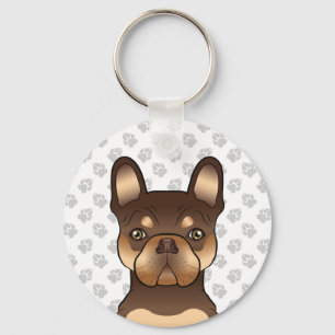 Choklad Och Tan Fransk Bulldog Söt Hund & Tassar Nyckelring