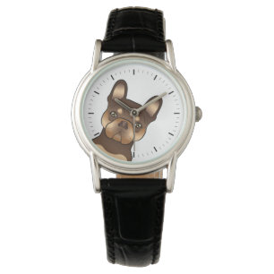 Choklad Och Tan Fransk Bulldog Söt Tecknad Hund Armbandsur