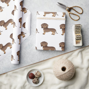 Choklad Och Tan Kort Här Dachshund Mönster Presentpapper