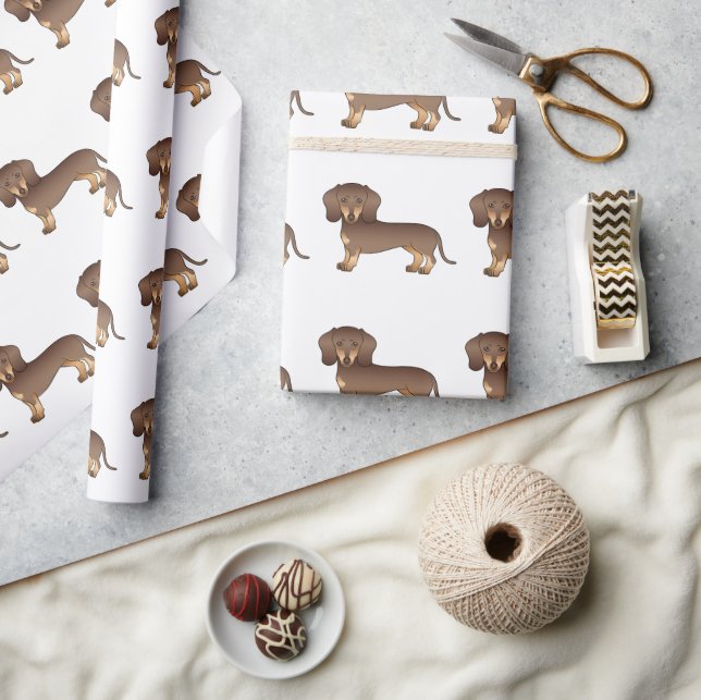 Choklad Och Tan Kort Här Dachshund Mönster Presentpapper (Hantverk)