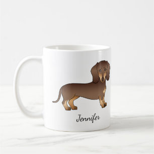 Choklad Och Tan Kort Här Dachshund & Namn Kaffemugg