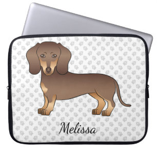 Choklad Och Tan Kort Här Dachshund & Namn Laptop Fodral