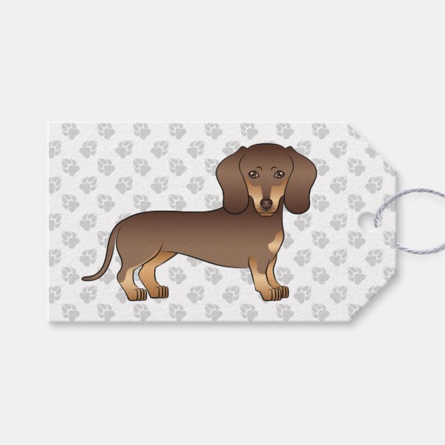 Choklad Och Tan Kort Här Dachshund & Tassar (Framsidan (Horisontell))