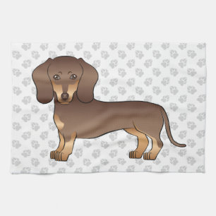 Choklad Och Tan Kort Här Dachshund & Tassar Kökshandduk