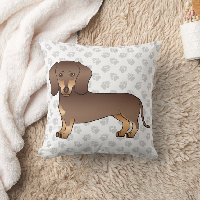 Choklad Och Tan Kort Här Dachshund & Tassar Kudde (Filt)