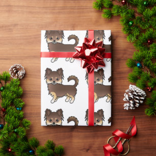 Choklad Och Tan Lång Päls Chihuahua Hund Mönster Presentpapper