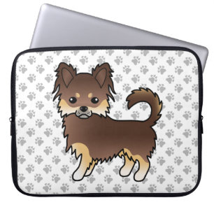 Choklad Och Tan Lång Päls Chihuahua Hund & Tassar Laptop Fodral