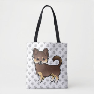 Choklad Och Tan Lång Päls Chihuahua Hund & Tassar Tygkasse