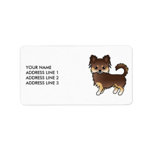 Choklad Och Tan Lång Päls Chihuahua Söt Hund Adressetikett