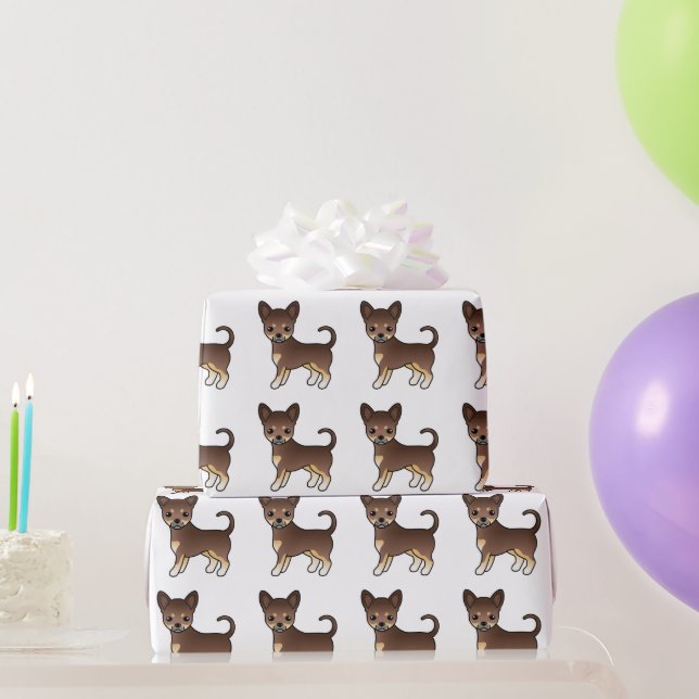 Choklad Och Tan Slät Päls Chihuahua Mönster Presentpapper (Festgåvor)