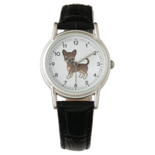 Choklad Och Tan Slät Päls Chihuahua Söt Hund Armbandsur