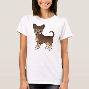 Choklad Och Tan Slät Päls Chihuahua Söt Hund T Shirt