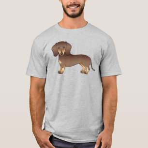 Choklad Och Tan Slät Päls Dachshund Söt Hund T Shirt