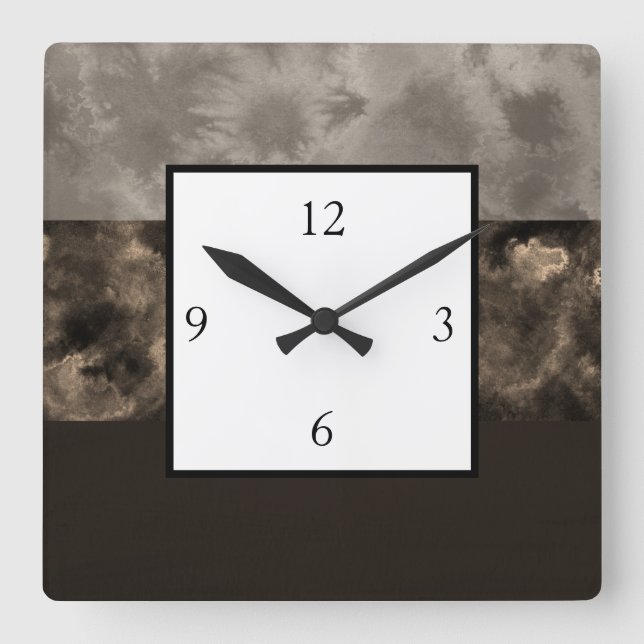 Choklad- och Taupekvarterrandar Fyrkantig Klocka (Framsida)