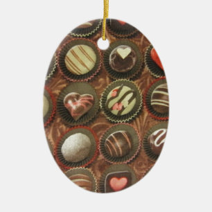 Choklad och tryffel julgransprydnad keramik