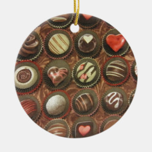 Choklad och tryffel julgransprydnad keramik