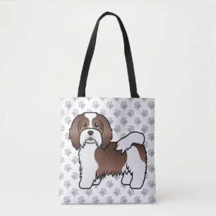 Choklad Och Vit Havanesiska Tecknad Hund & Tassar Tygkasse