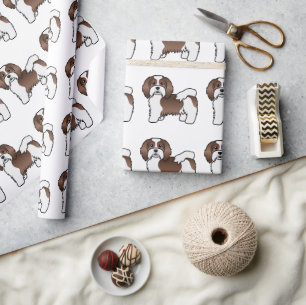 Choklad Och Vit Havanesiskt Tecknad Hundmönster Presentpapper