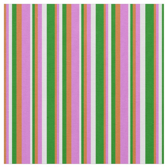 Choklad, Orchid, Lavender & Grönt Linjer Mönster Tyg (Närbild)