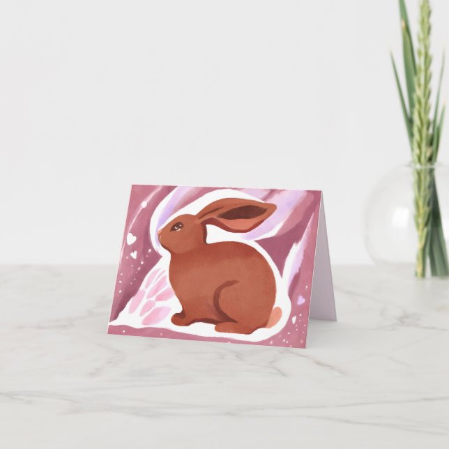 Choklad-Påskhare | Cute Pastel Watercolor Helgkort (Framsida)