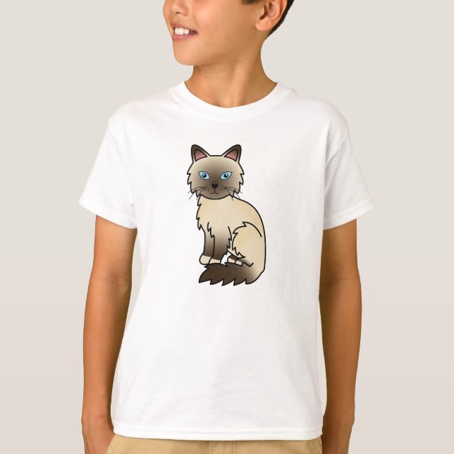 Choklad Point Birman / Ragdoll Katt T Shirt (Framsida)