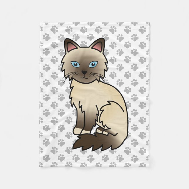 Choklad Point Birman / Ragdoll Söt Katt & Tass Fleecefilt (Framsidan)