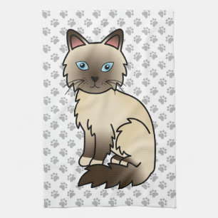 Choklad Point Birman / Ragdoll Söt Katt & Tass Kökshandduk