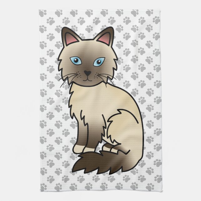 Choklad Point Birman / Ragdoll Söt Katt & Tass Kökshandduk (Vertikal)