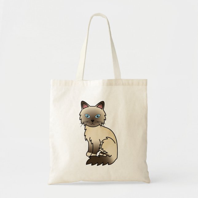 Choklad Point Birman / Ragdoll Tecknad Katt Tygkasse (Framsidan)
