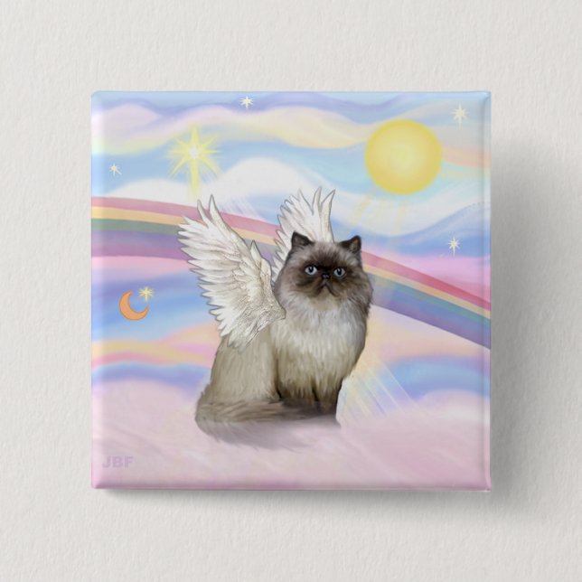 Choklad Point Himalayan Katt Ängel Knapp (Framsida)