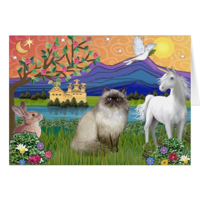 Choklad Point Himalayan Katt  - Fantasi Land Hälsningskort (Framsidan Horizontal)