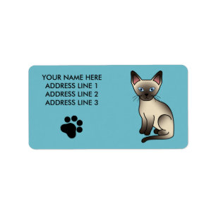 Choklad Point Siamese Raskatt Illustration Adressetikett