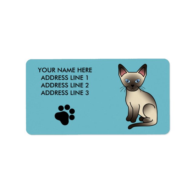 Choklad Point Siamese Raskatt Illustration Adressetikett (Framsidan)