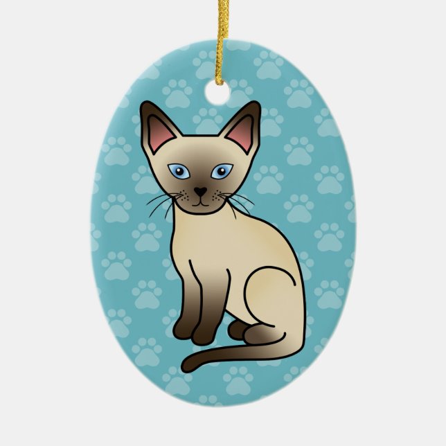 Choklad Point Siamese Raskatt Illustration Julgransprydnad Keramik (Framsidan)