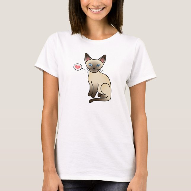 Choklad Point Siamese Raskatt Illustration Tee Shirt (Framsida)
