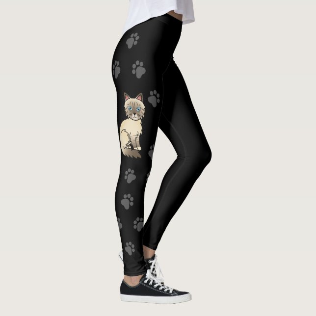 Choklad Point Tabby Birman Katt & Svarta Tassar Leggings (Höger)
